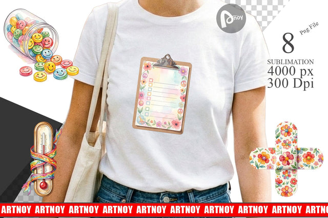 Sublimation Watercolor Retro Groovy Nurse Tools Sublimation artnoy 