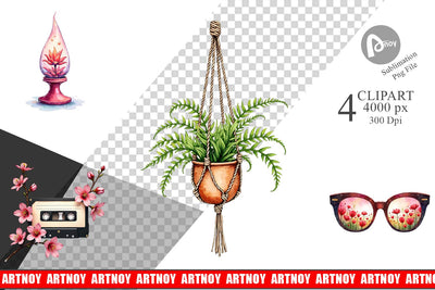 Sublimation Watercolor Retro Picnic & Pastimes 70s Lifestyle Sublimation artnoy 