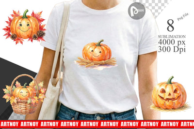 Sublimation Watercolor Rustic Autumn Harvest Pumpkin Sublimation artnoy 