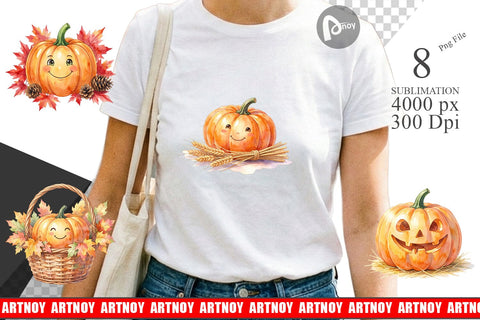 Sublimation Watercolor Rustic Autumn Harvest Pumpkin Sublimation artnoy 