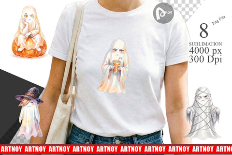 Sublimation Watercolor Sarcastic Autumn Fall Ghost Sublimation artnoy 