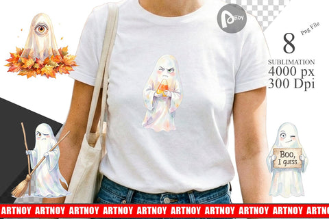 Sublimation Watercolor Sarcastic Autumn Fall Ghost Sublimation artnoy 