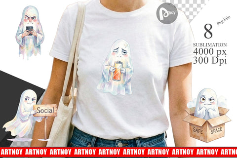 Sublimation Watercolor Sarcastic Introvert Ghost Sublimation artnoy 