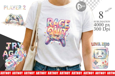 Sublimation Watercolor Sarcastic Retro Gaming Quotes Sublimation artnoy 