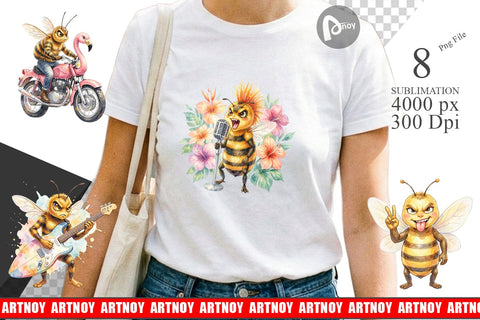 Sublimation Watercolor Sarcastic Rocker Bee Tropical Sublimation artnoy 