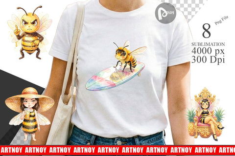 Sublimation Watercolor Sassy Queen Bee Vacation Art Sublimation artnoy 