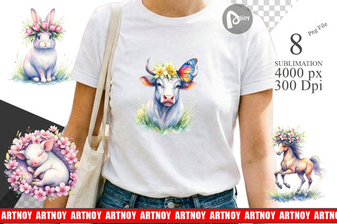Sublimation Watercolor Spring Farmyard Flower Art Sublimation artnoy 