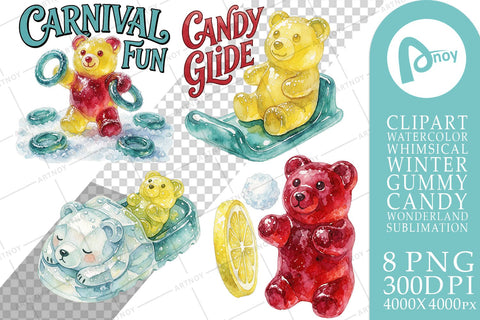 Sublimation Watercolor Sugar-Glazed Winter Candy Carnival Sublimation artnoy 