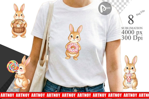 Sublimation Watercolor Sweet Candy Easter Bunny Sublimation artnoy 