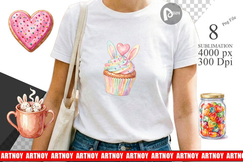 Sublimation Watercolor Sweet Easter Heart Treats Sublimation artnoy 
