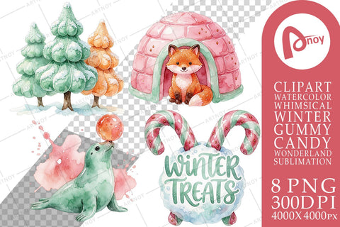 Sublimation Watercolor Sweet Treat Candy Igloo Village Sublimation artnoy 