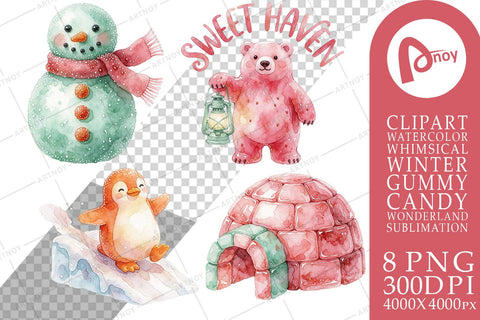 Sublimation Watercolor Sweet Treat Candy Igloo Village Sublimation artnoy 