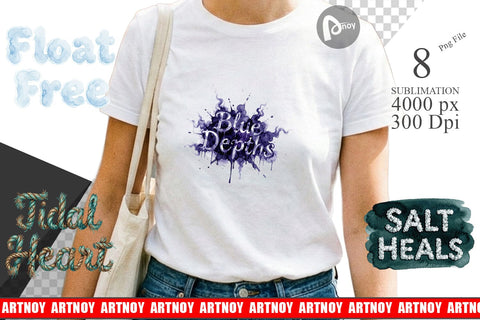 Sublimation Watercolor Tidal Fluid Blue Affirmations Sublimation artnoy 