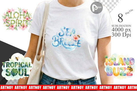 Sublimation Watercolor Tropical Aloha Bee Quotes Sublimation artnoy 