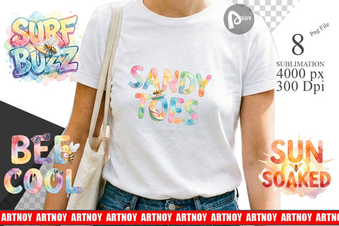 Sublimation Watercolor Tropical Summer Bee Vacation Quotes Sublimation artnoy 