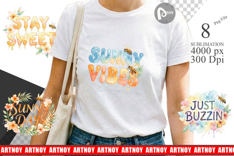 Sublimation Watercolor Tropical Sunshine Bee Quotes Sublimation artnoy 