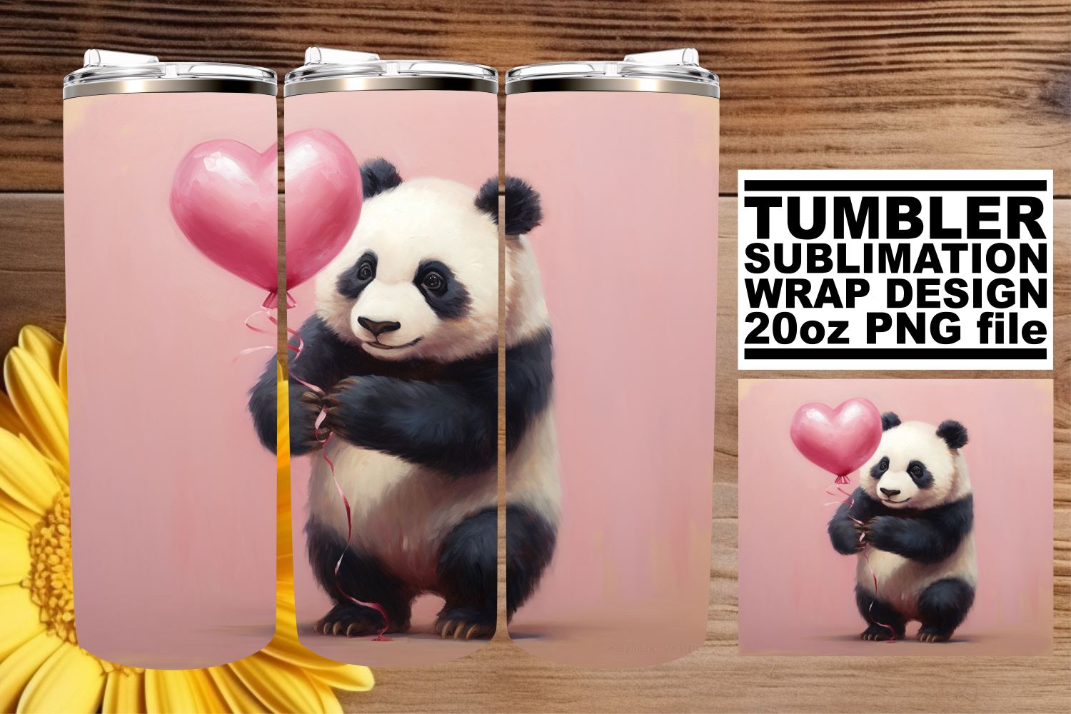 Panda Tumbler PNG Sublimation, Cute Tumbler Png - So Fontsy