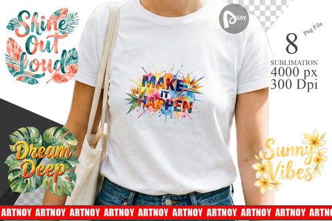 Sublimation Watercolor Vibrant Tropical Growth Quote Sublimation artnoy 