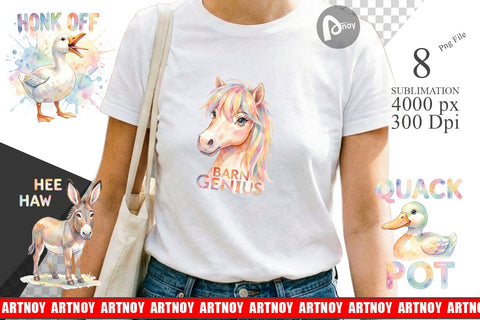 Sublimation Watercolor Wacky Barnyard Animal Quotes Sublimation artnoy 