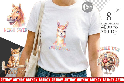 Sublimation Watercolor Wacky Barnyard Animal Quotes Sublimation artnoy 