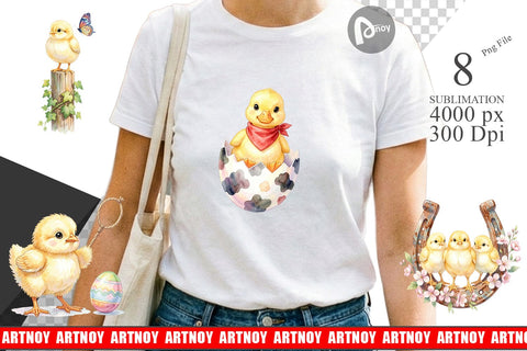 Sublimation Watercolor Western Chick And Duckling Art Sublimation artnoy 