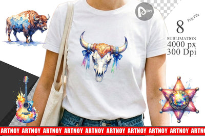 Sublimation Watercolor Western Cowgirl Sublimation artnoy 