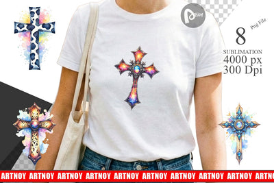 Sublimation Watercolor Western Cross Sublimation artnoy 