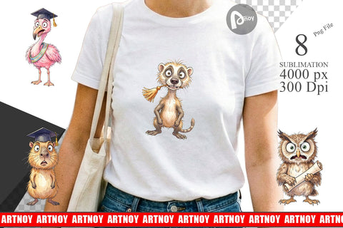 Sublimation Watercolor Wild Animal Graduation Party Sublimation artnoy 