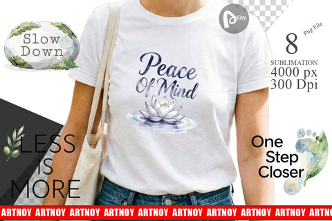 Sublimation Watercolor Zen Botanical Minimal Quote Sublimation artnoy 