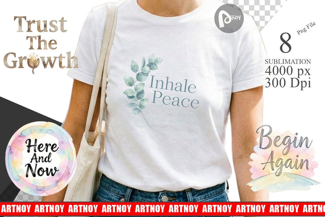 Sublimation Watercolor Zen Botanical Minimal Quote Sublimation artnoy 