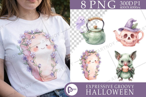 Sublimation Whimsical Spooky Lavender Tea Party SVG artnoy 