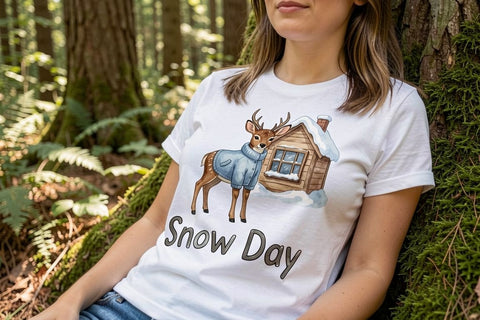 Sublimation Winter Cabin Woodland Friends Watercolor Sublimation artnoy 