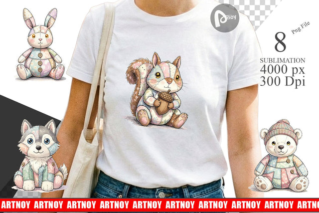 Sublimation Winter Woodland Patchwork Watercolor Sublimation artnoy 