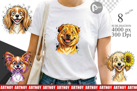 Sublimation Witty Summer Garden Dog Watercolor Sublimation artnoy 