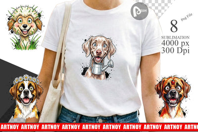Sublimation Witty Summer Garden Dog Watercolor Sublimation artnoy 