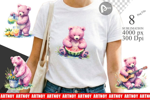 Sublimation Woodland Mama Bear Watercolor Sublimation artnoy 