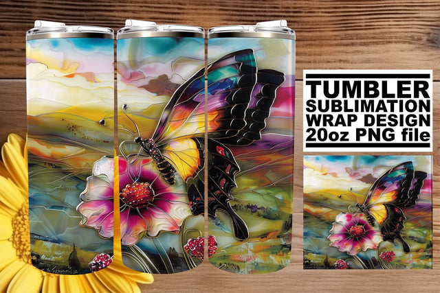 Sublimation Wrap 3D Butterfly Tumbler Sublimation afrosvg 