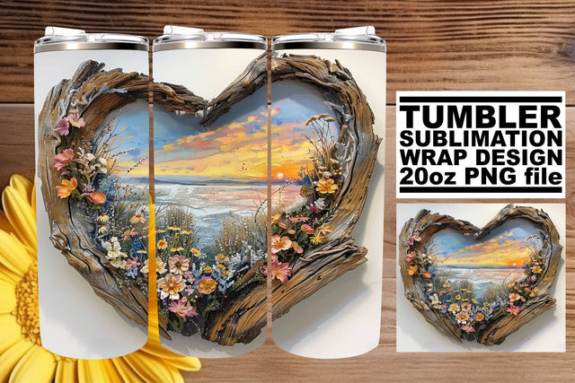 Sublimation Wrap 3D Heart Frame Christmas Landscape Tumbler Sublimation afrosvg 