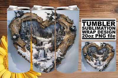 Sublimation Wrap 3D Heart Frame Christmas Winter Tumbler Sublimation afrosvg 
