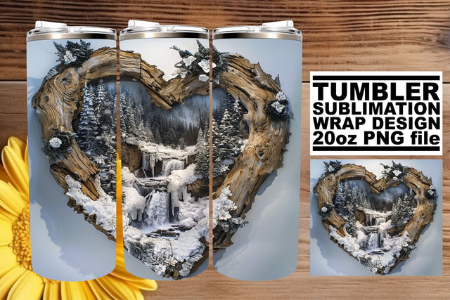 Sublimation Wrap 3D Heart Frame Christmas Winter Tumbler Sublimation afrosvg 