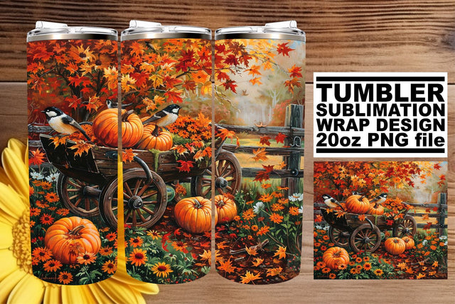 Sublimation Wrap: Autumn Landscape Watercolor 20oz Tumbler Sublimation afrosvg 