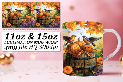 Sublimation Wrap: Autumn Landscape Watercolor Mug 11oz/15oz Sublimation afrosvg 