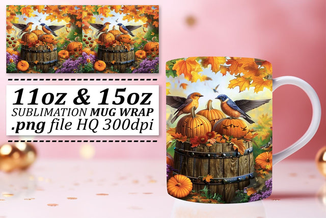 Sublimation Wrap: Autumn Landscape Watercolor Mug 11oz/15oz Sublimation afrosvg 