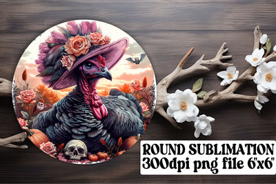 Sublimation Wrap Autumn Turkey Round Design PNG Sublimation afrosvg 