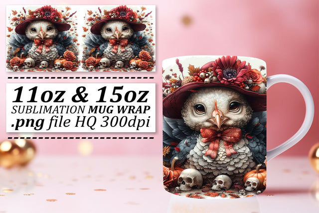 Sublimation Wrap: Fall Turkey for 11oz/15oz Mug Sublimation afrosvg 