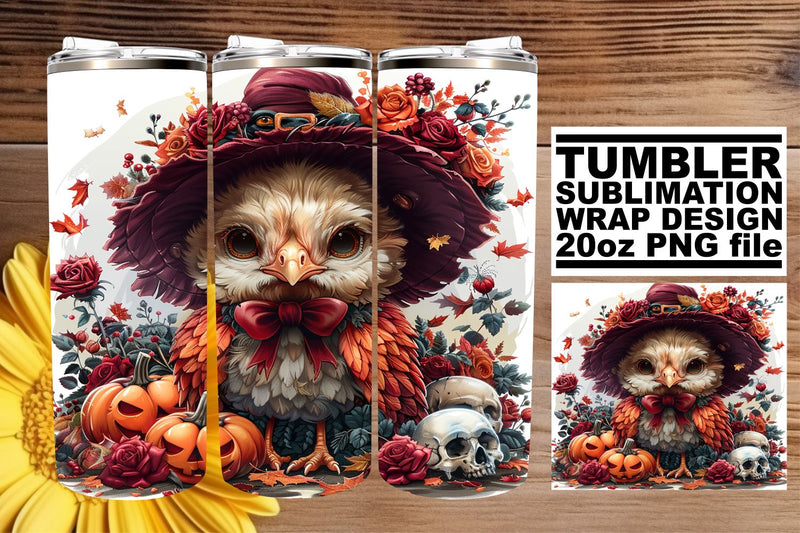 Sublimation Wrap: Fall Turkey for 20oz Tumbler Sublimation afrosvg 