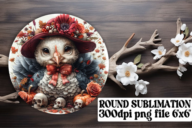 Sublimation Wrap: Fall Turkey for Round Design PNG Sublimation afrosvg 