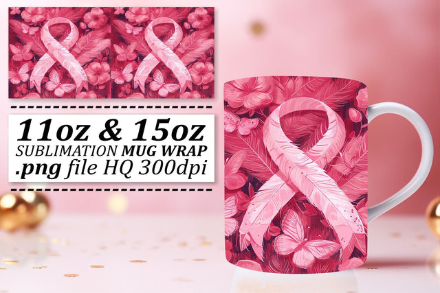 Sublimation Wrap – Pink Ribbon Breast Cancer Mug Art 11oz & 15oz Sublimation afrosvg 