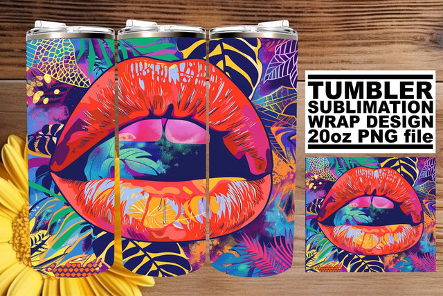 Sublimation Wrap Stunning Colorful Lips for 20oz Tumblers Sublimation afrosvg 
