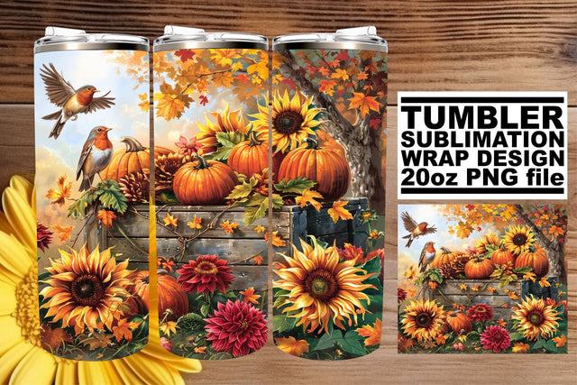 Sublimation Wrap: Watercolor Autumn Landscape 20oz Tumbler Sublimation afrosvg 